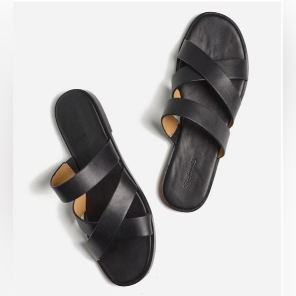 Madewell The Mena Slide Slip On Leather Sandals • size 8 • NWT - Picture 1 of 5